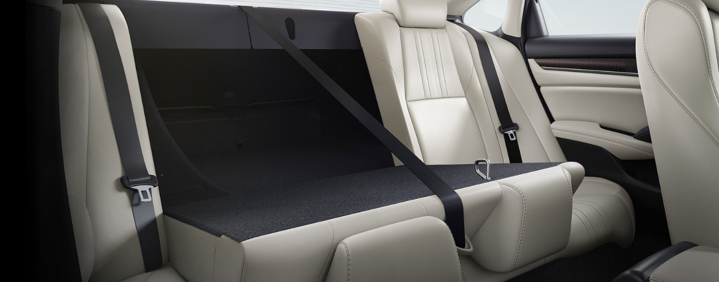 Rear tan seating in a 2022 Honda Accord Hybrid Touring 