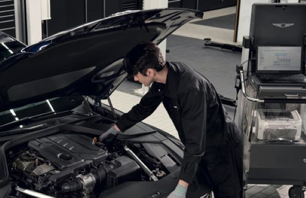 Genesis technician performing service