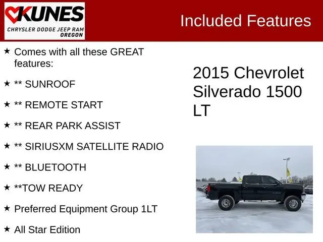 Used 2015 Chevrolet Silverado 1500 LT with VIN 3GCUKREC4FG352862 for sale in Oregon, IL