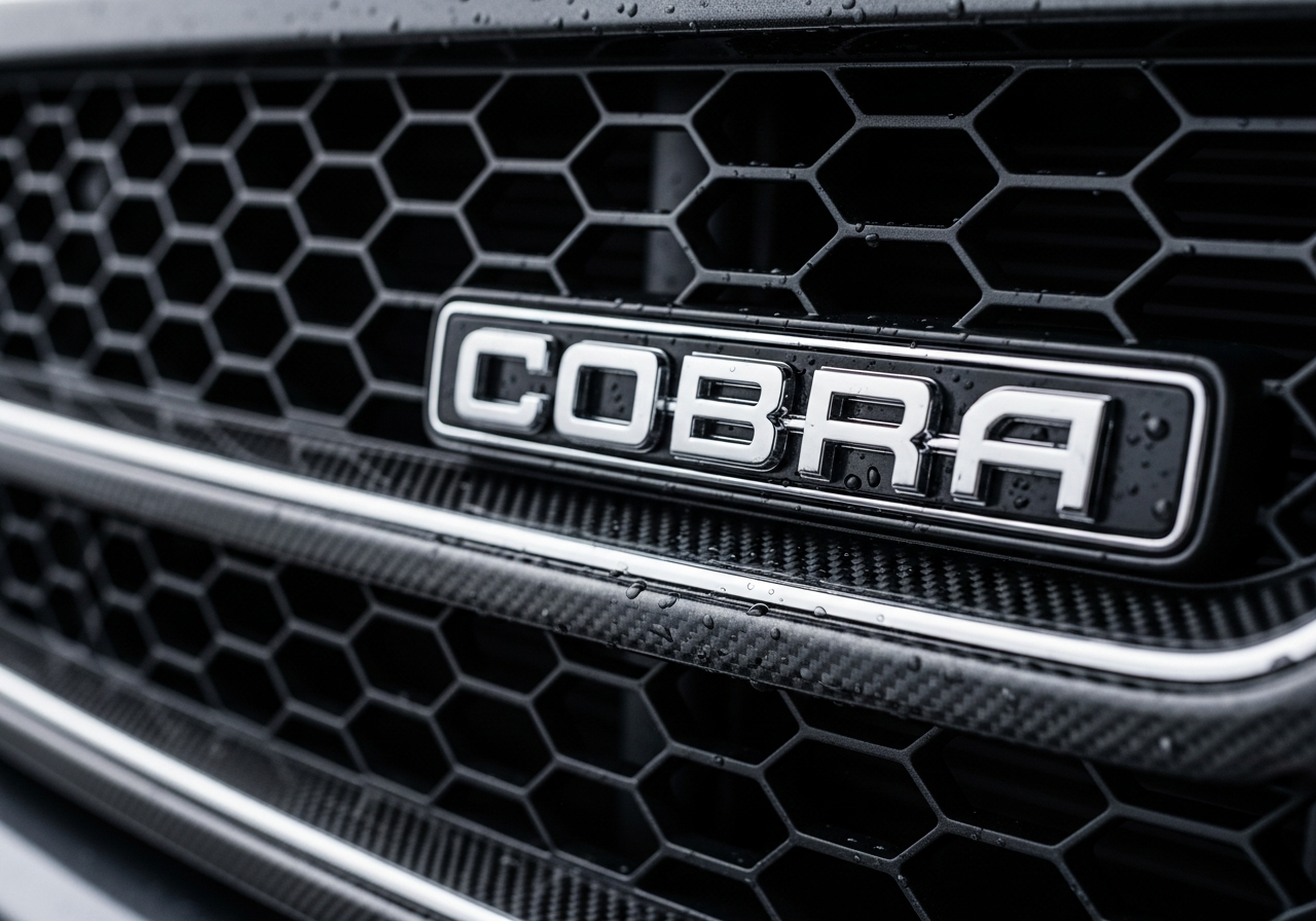 Close up of Shelby truck badge and grille details