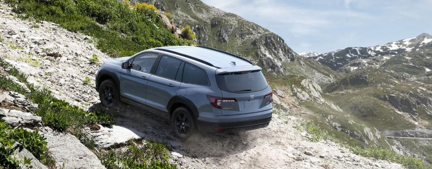 Grey 2022 Honda Pilot TrailSport off-roading