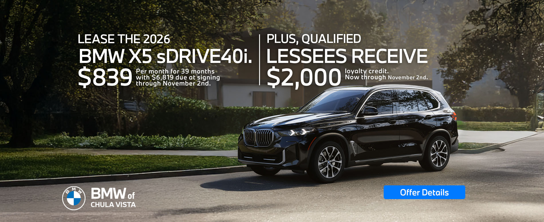 Lease the 2026 BMW X5 sDrive40i