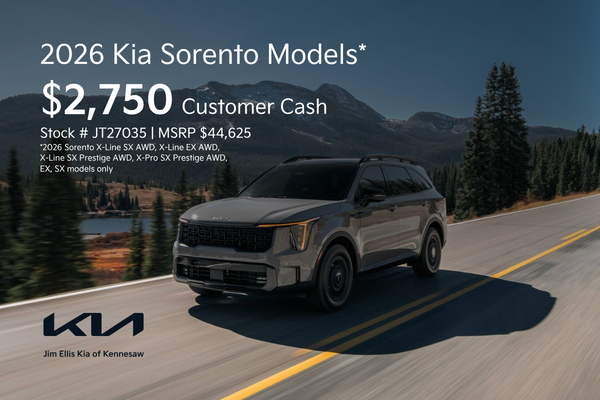 2026 Kia Sorento Customer Cash