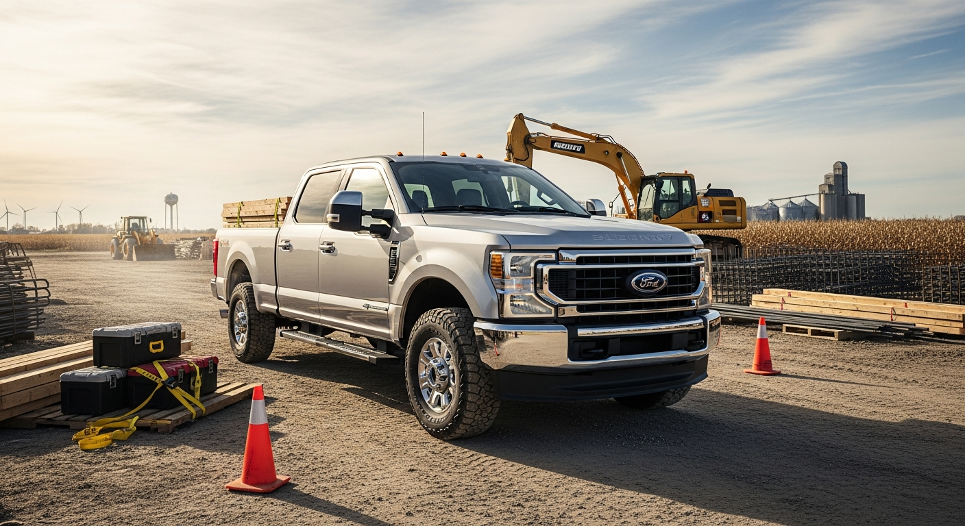 2026 Ford Super Duty F-250 parked on a worksite near Amboy, IL