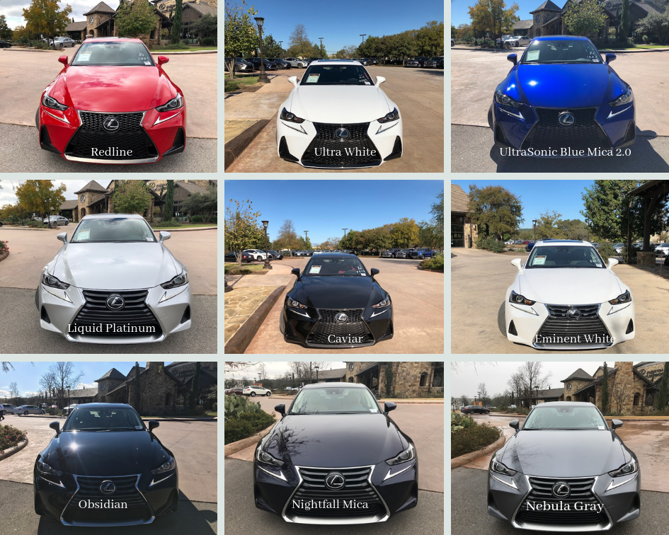 2019 Lexus IS Color Chart