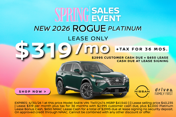2026 Rogue Platinum Lease 319/mo $2995 customer cash due offer