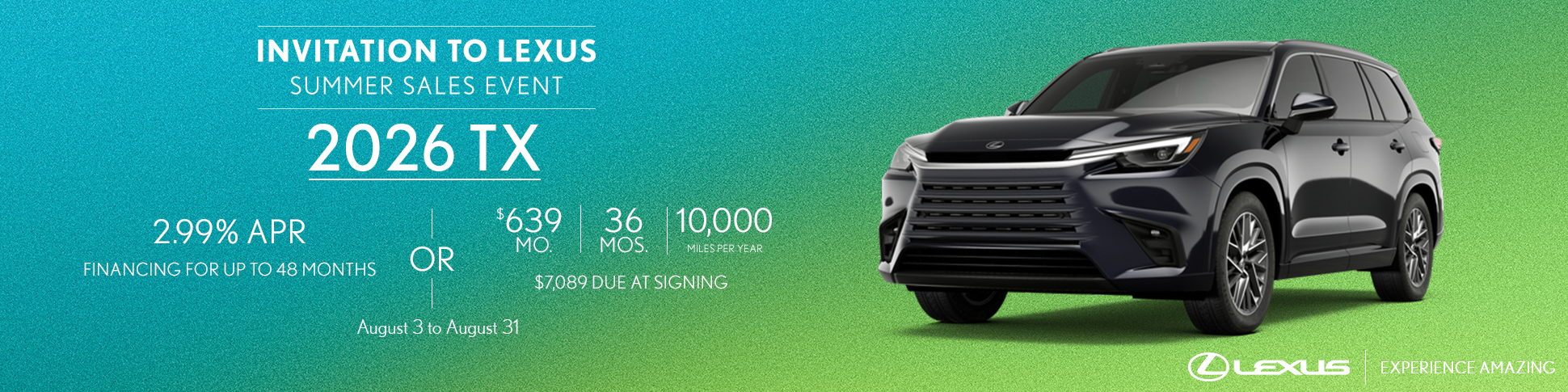 Lexus TX Offer