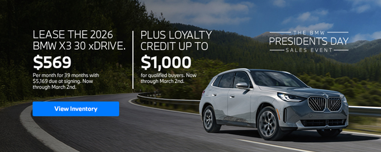 2026 X3 lease starting at $569 per month for 39 months