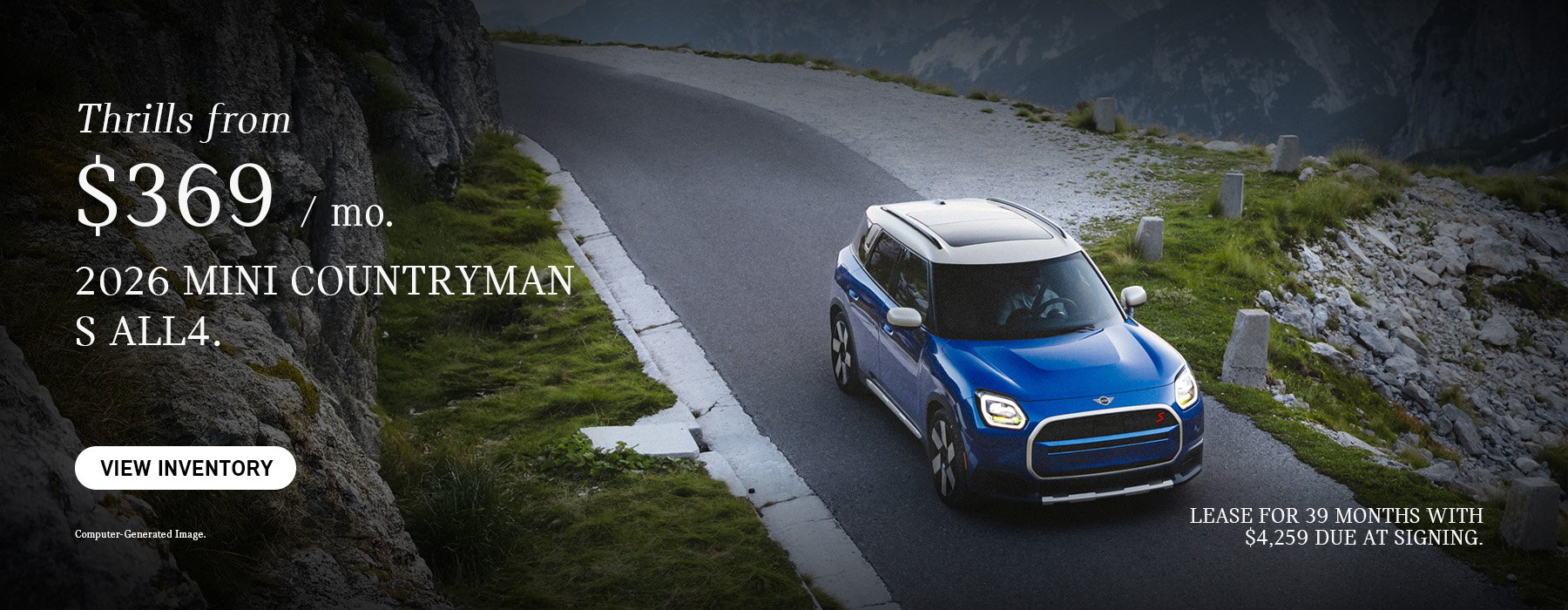 MINI Countryman driving through the mountains