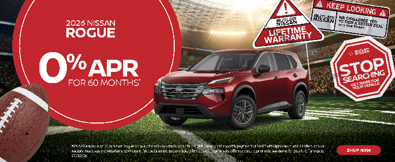 2026 Nissan Rogue 0% APR 60-month financing offer – Butler Nissan