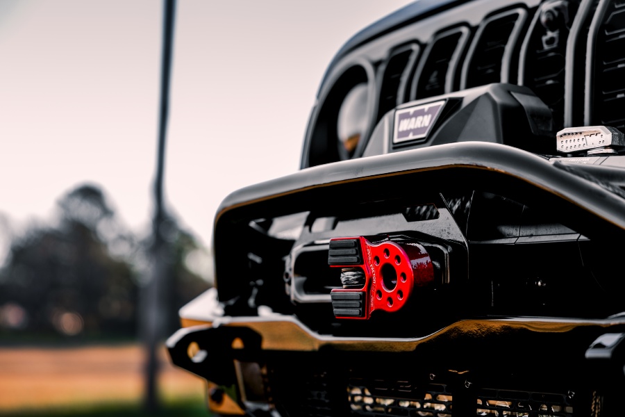 Custom 2024 Jeep Wrangler Rubicon 392 from Glover Customs Close Up of Warn Winch