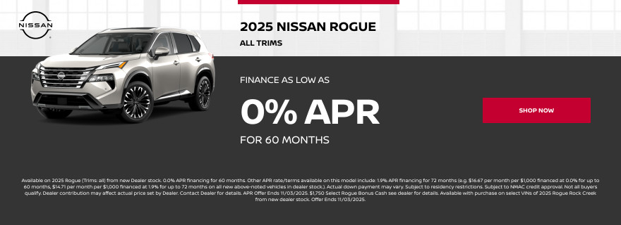 2025 Nissan Rogue | Finance as Low as 0% APR for 60 Months 