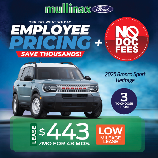 2025 Bronco Sport Heritage: Lease $443/mo for 48 Months