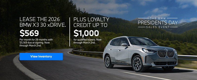2026 X3 lease starting at $599 per month for 39 months