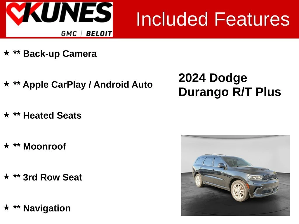Used 2024 Dodge® Durango R/T Plus at Kunes GMC of Beloit | Kunes Auto Group