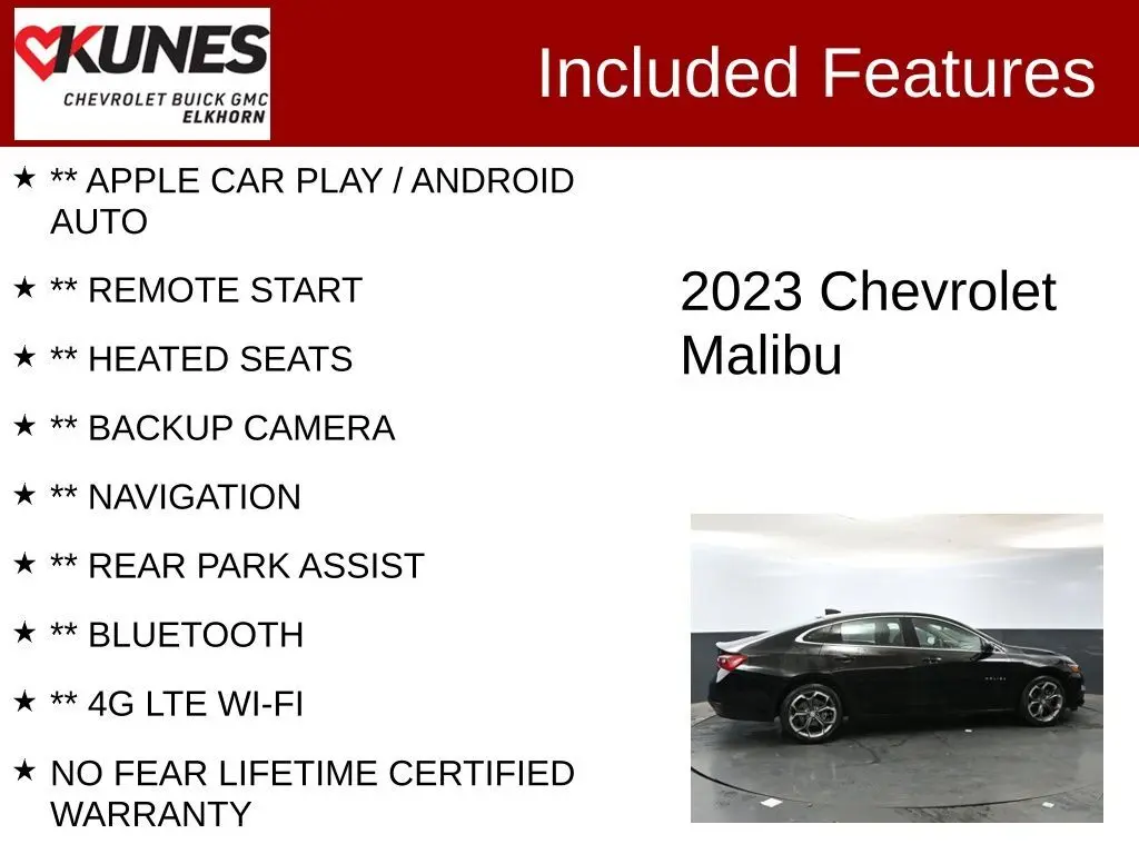 Used 2023 Chevrolet Malibu 1LT with VIN 1G1ZD5STXPF213926 for sale in Elkhorn, WI