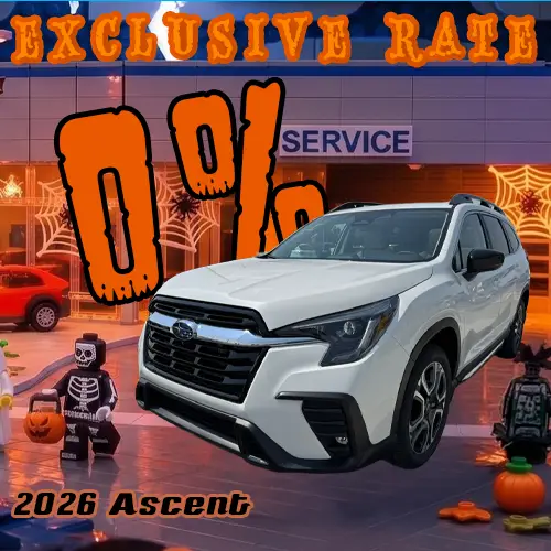 0% for up to 72 months on ALL New (in stock) 2026Subaru Ascents this October at Twin Falls Subaru, for well qualified applicants.