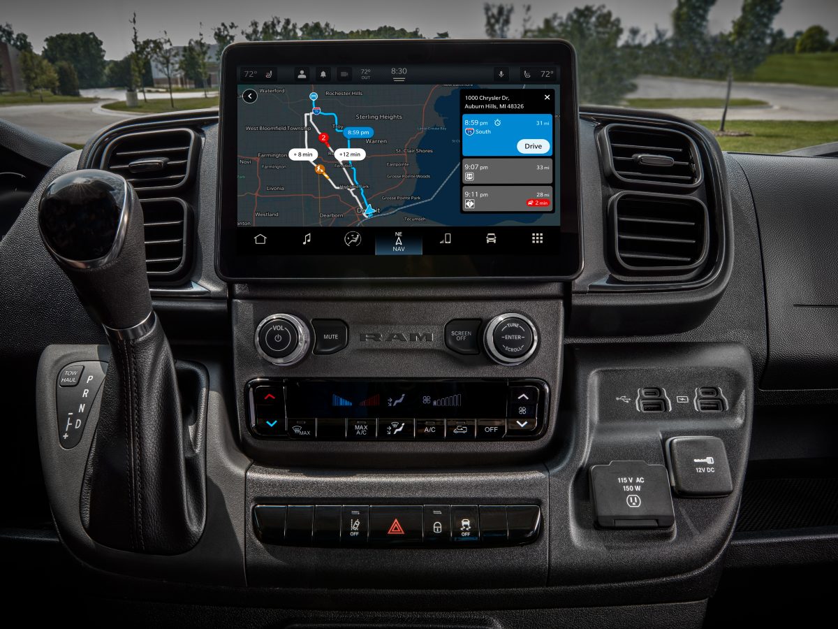 2025 RAM ProMaster Interior Cabin Dashboard Infotainment Screen with Navigation