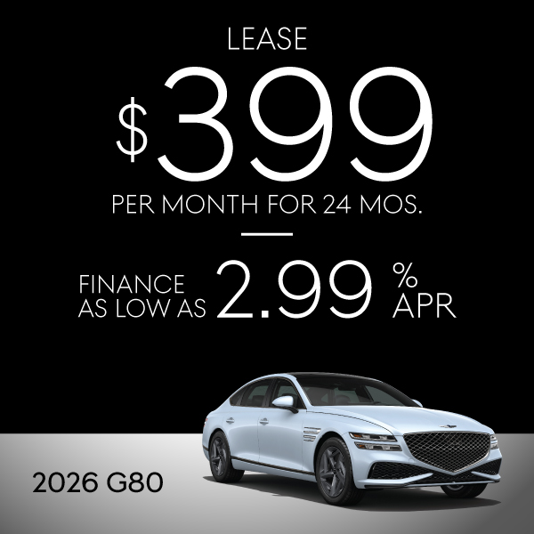 2026 G80: Lease $399 for 24 Mos.