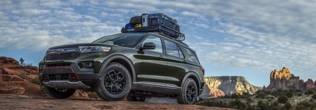 Green 2024 Ford Explorer Timberline in the Desert