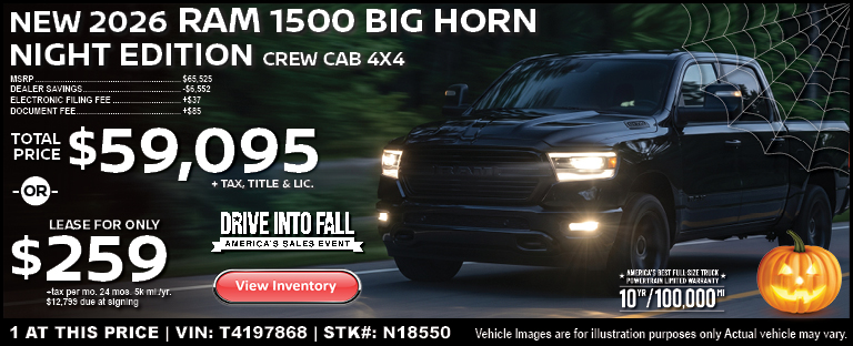 NEW 2026 RAM 1500 BIG HORN NIGHT EDITION CREW CAB 4X4