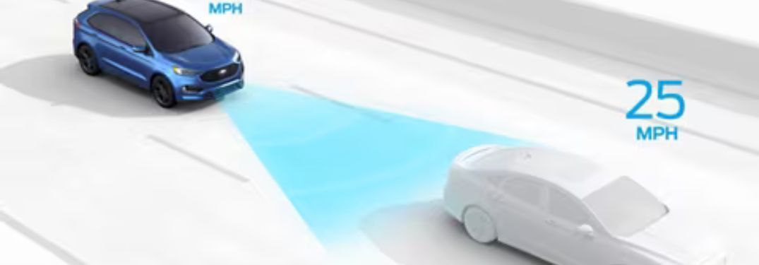 Diagram of Ford Adaptive Cruise Control with Cars Following at 25 MPH