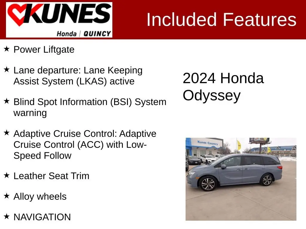 Used 2024 Honda Odyssey Touring with VIN 5FNRL6H88RB003593 for sale in Quincy, IL