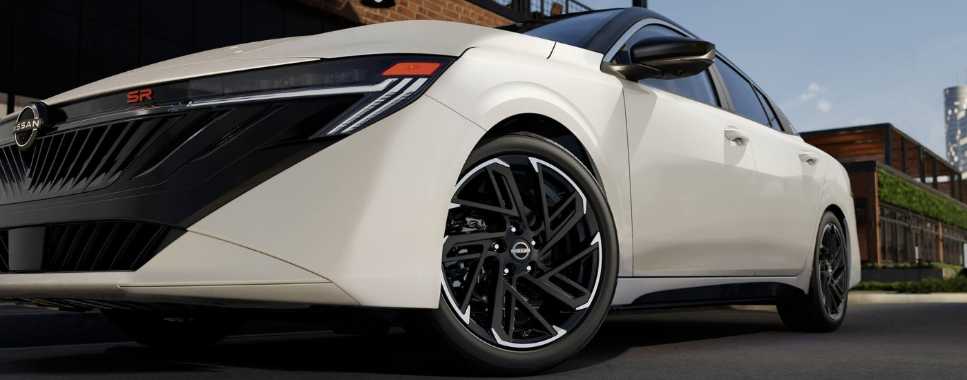 Wheel on a white 2026 Nissan Sentra SR