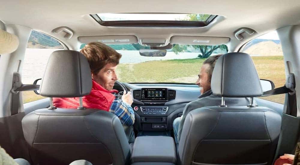 The gray interior in a 2025 Honda Ridgeline.