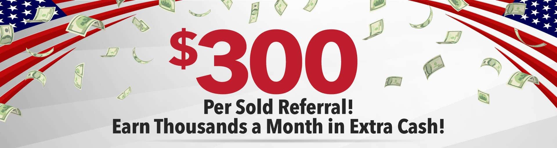 United Nissan Friends & Family Referral Program banner (desktop): earn up to $300 for every referral who buys a vehicle