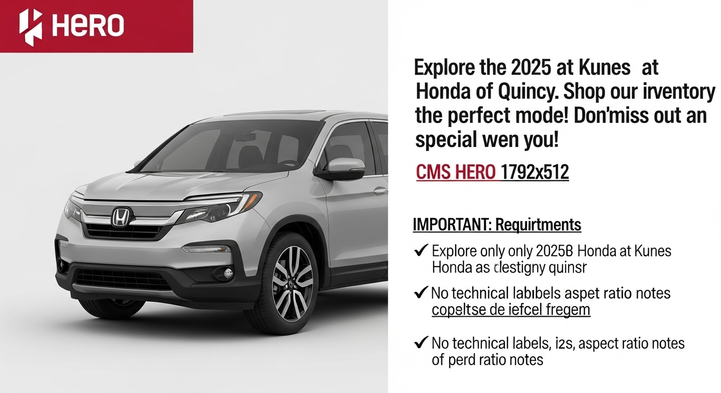 Explore the 2025 Honda Pilot at Kunes Honda of Quincy. Shop our inventory and find the perfect model for you. Don't miss out on our special offers!