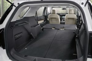 rear cargo area in a 2019 Ford Explorer with all seats folded down