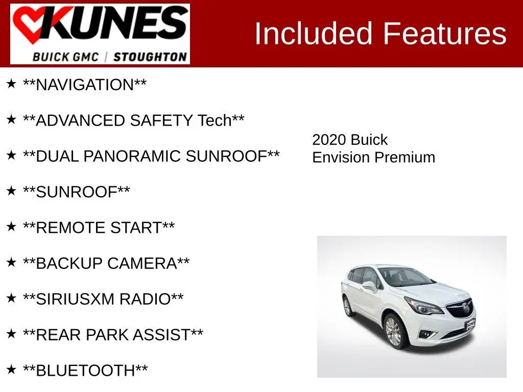 Used 2020 Buick Envision Premium I with VIN LRBFX3SX7LD128362 for sale in Beloit, WI