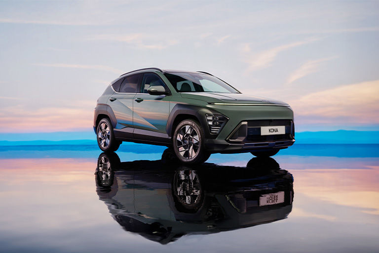 Hyundai Kona sunset in background