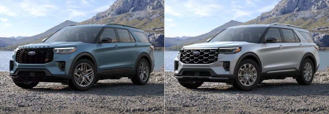 Vapor Blue Metallic and Iconic Silver Metallic 2025 Ford Explorer Models