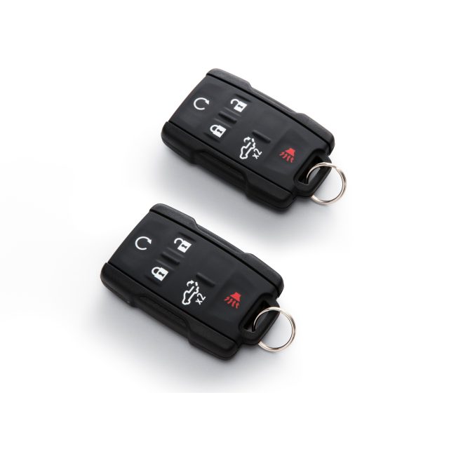 two chevy fob keys on a white background