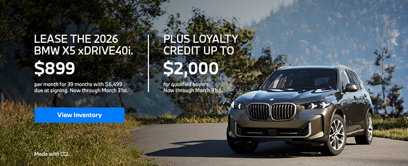 2026 X5 lease starting at $899 per month for 39 months