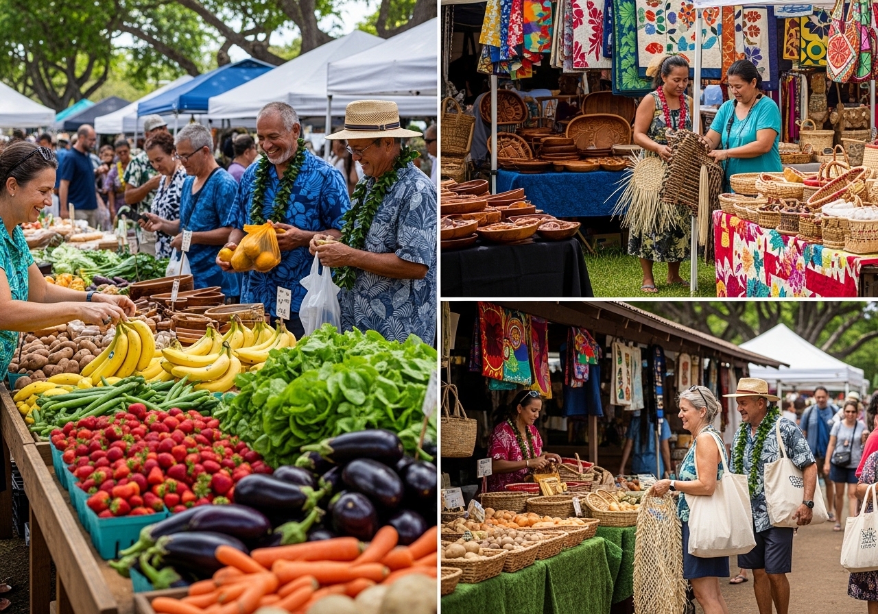 Fresh produce and local goods at a farmers market on Hawaii Island