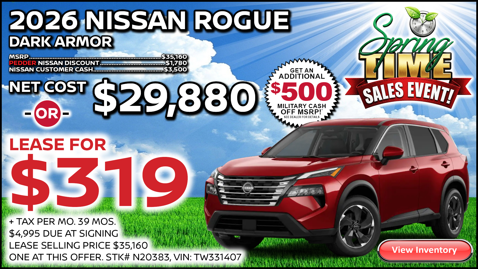 2026 Nissan Rogue Dark Armor Lease Special