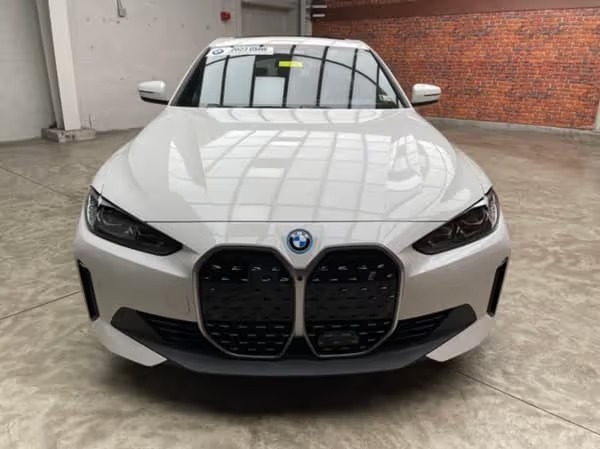 BMW i4 eDrive electric car for sale in 2023 front of white vehicle for sale