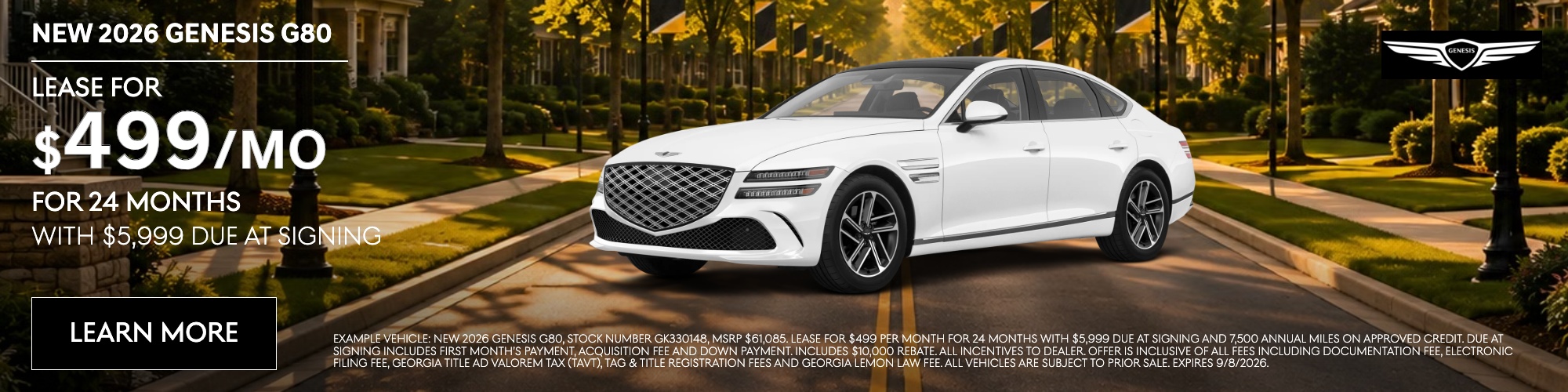 New 2026 Genesis G80 Lease