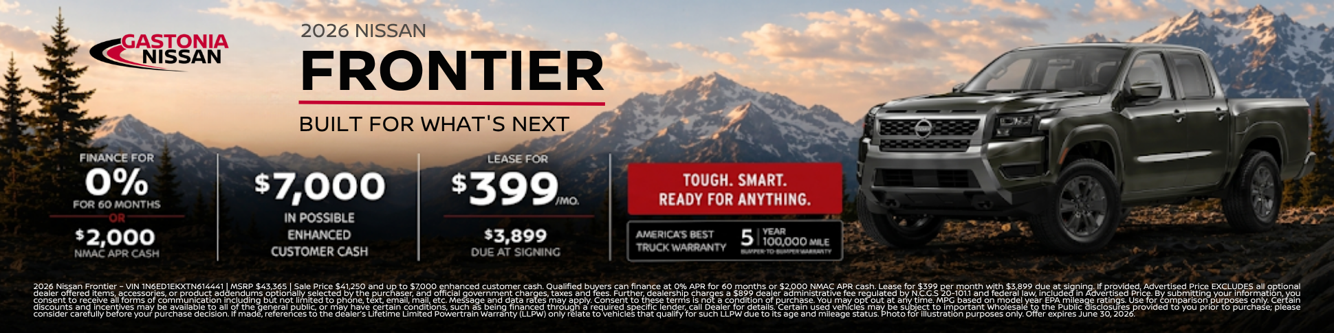 Gastonia Nissan Frontier Incentive