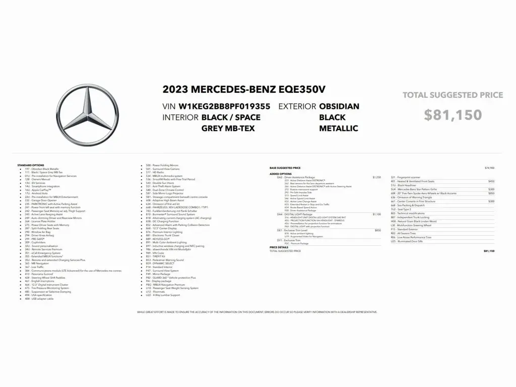 Used 2023 Mercedes-Benz EQE Base with VIN W1KEG2BB8PF019355 for sale in Trooper, PA