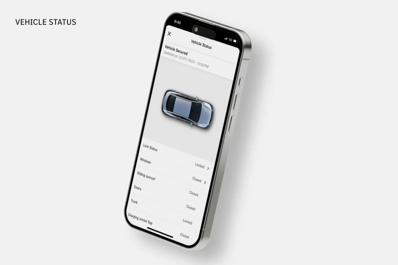 Smarthpone showing vehicle status