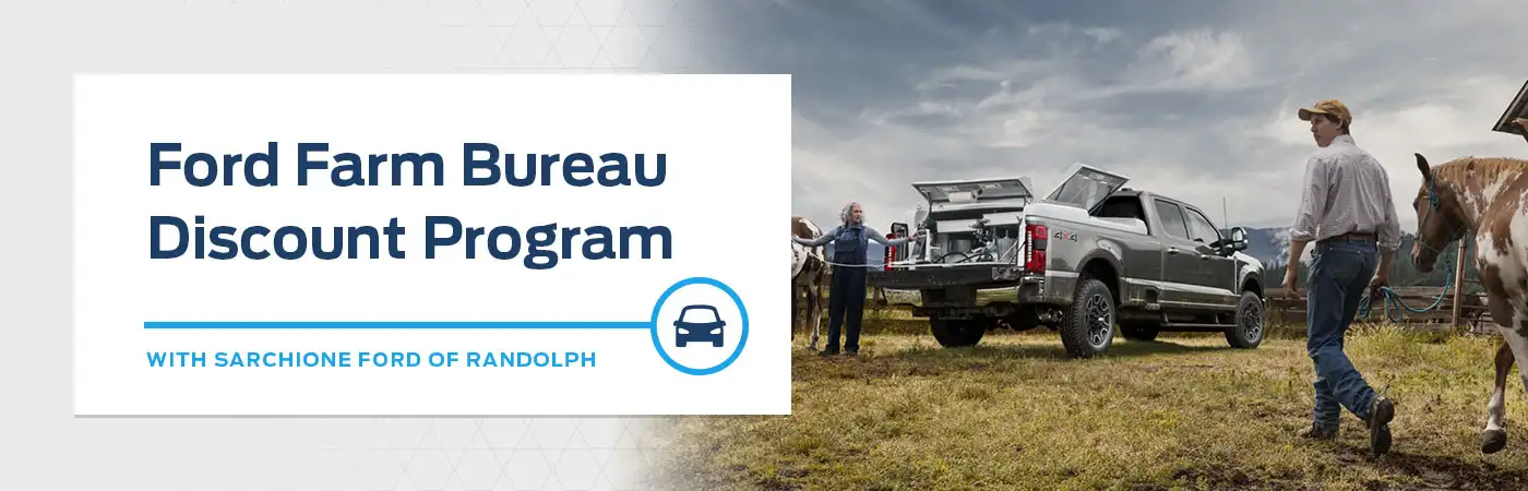 ford farm bureau discount program with image of grey ford truck with bed down 