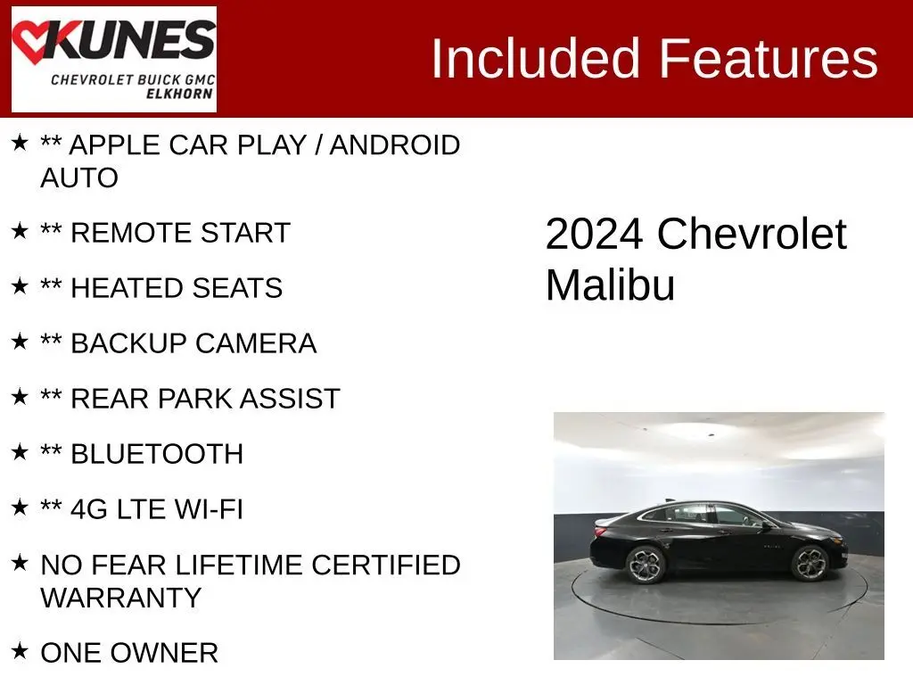 Used 2024 Chevrolet Malibu 1LT with VIN 1G1ZD5ST4RF107331 for sale in Elkhorn, WI