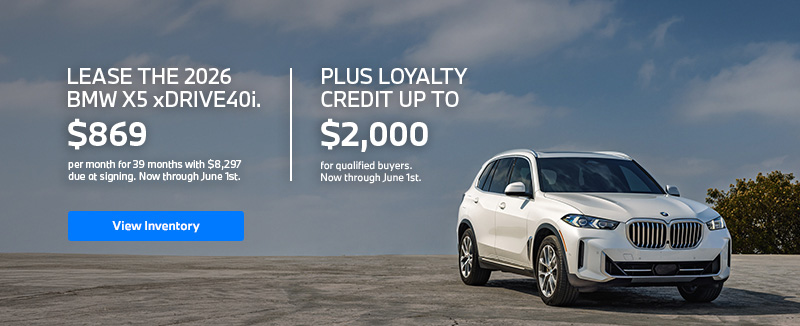2026 X5 lease starting at $869 per month for 39 months