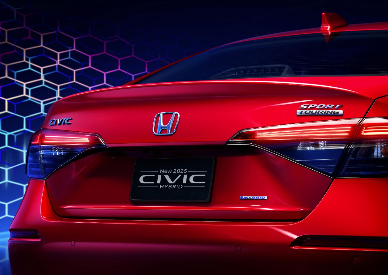 back of red 2025 Honda Civic Sport Touring Hybrid