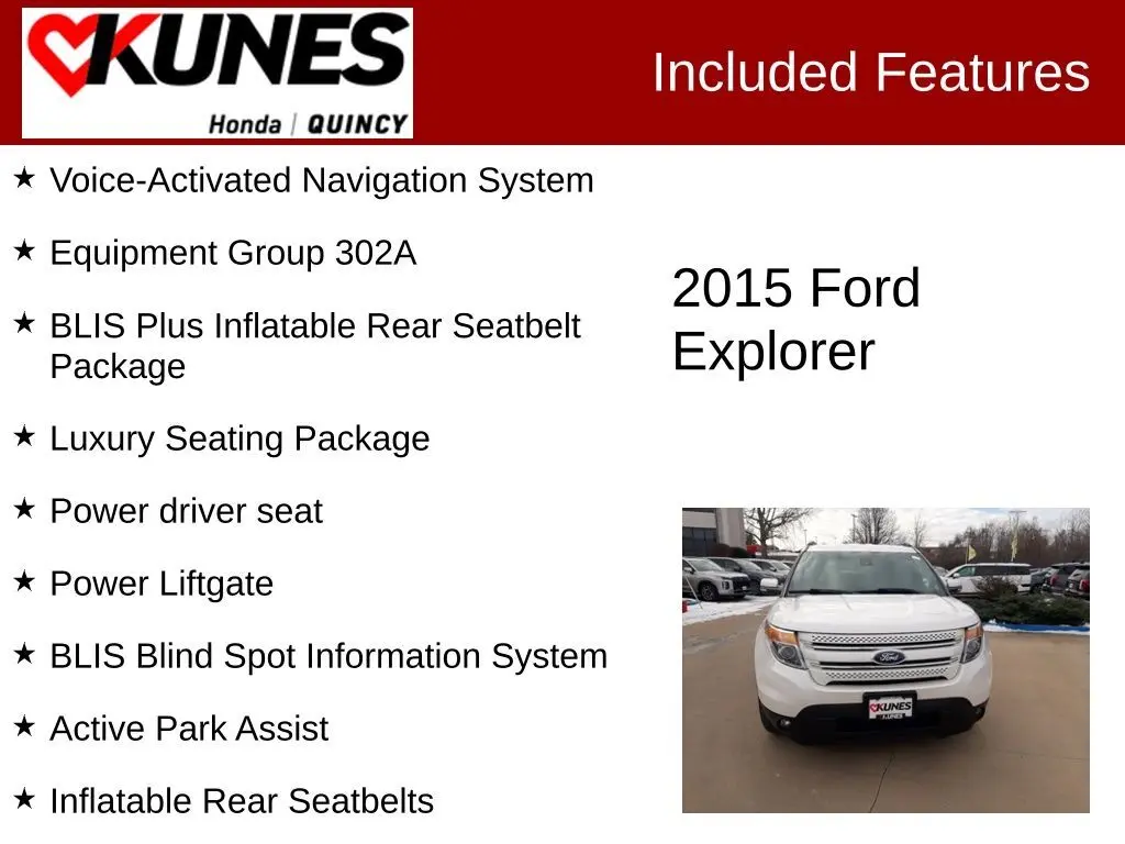 Used 2015 Ford Explorer Limited with VIN 1FM5K8F84FGB73432 for sale in Quincy, IL