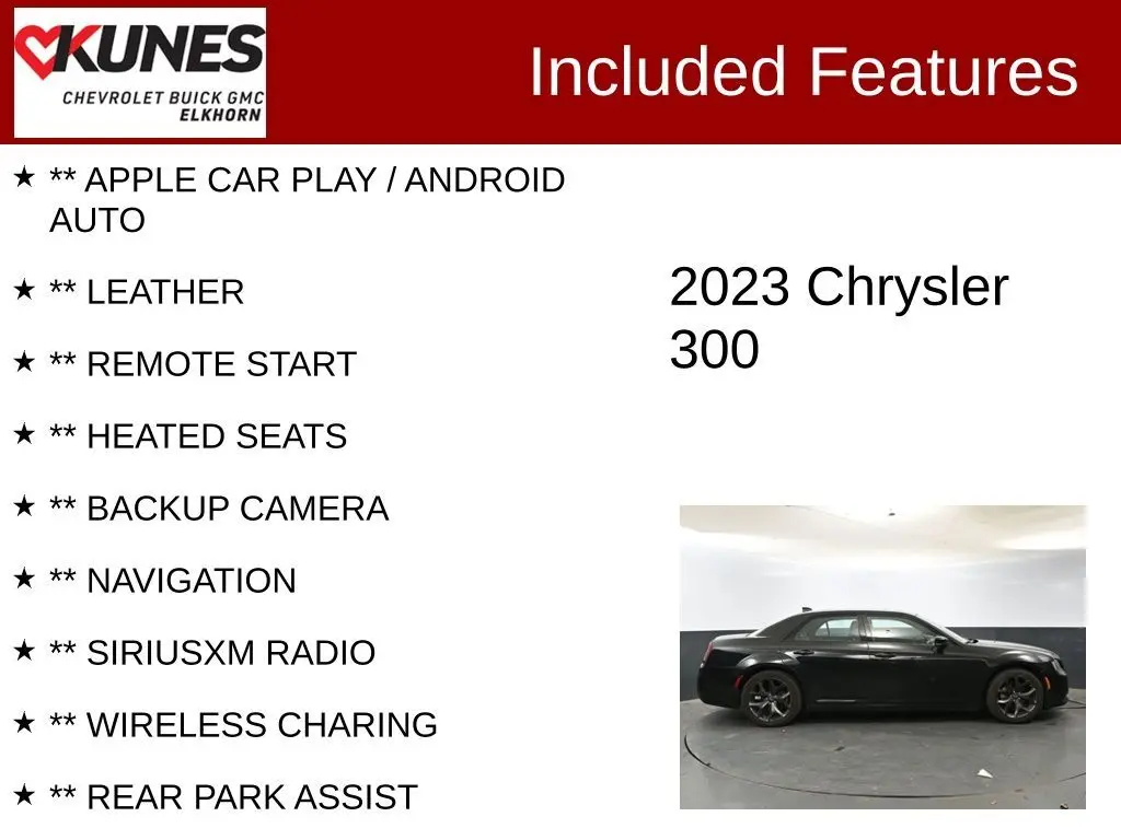 Used 2023 Chrysler 300 S with VIN 2C3CCABG3PH537489 for sale in Elkhorn, WI
